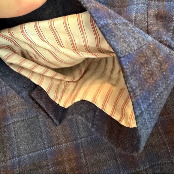 Men's TailoRED Loro Piana Fabric Blue and orange plaid sport coat 48S - Picture 11 of 11